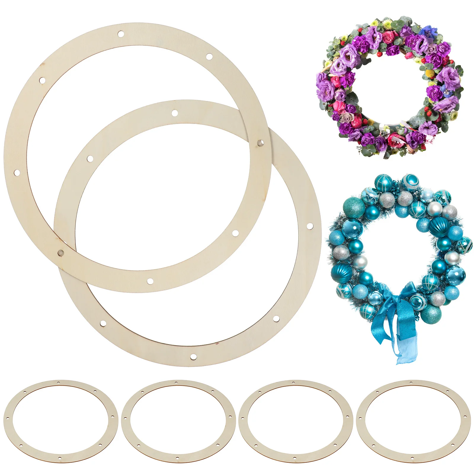 

6 pcs Wooden Rings Smooth Finish Round Wreath Frame For Diy Crafts Wedding Party Decor Wreath Forms For Crafts Handicraft Tools