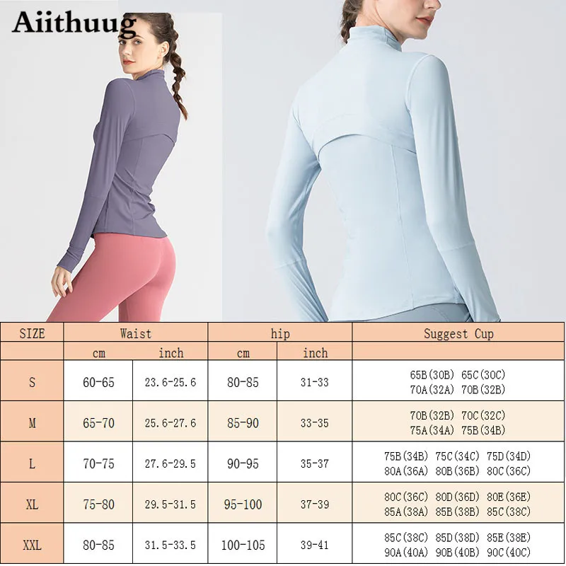 Aiithuug Women’s Slim Fit Lightweight Full Zip Up Yoga Workout Jacket Athletic Running Sports Track Jacket with Pockets Thumb