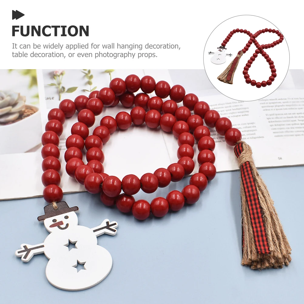 

Christmas Snowman Tag Tassel Beaded Hanging Decor Garland Wall Ornaments Wooden Bead Home Decorative Christmas Beaded Garlands