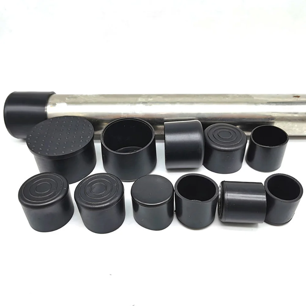 

2/8/10pcs Round Chair Legs Caps Black Rubber Table Foot Covers Socks Pipe Plugs Floor Non-Slip Protector Furniture Leveling Feet