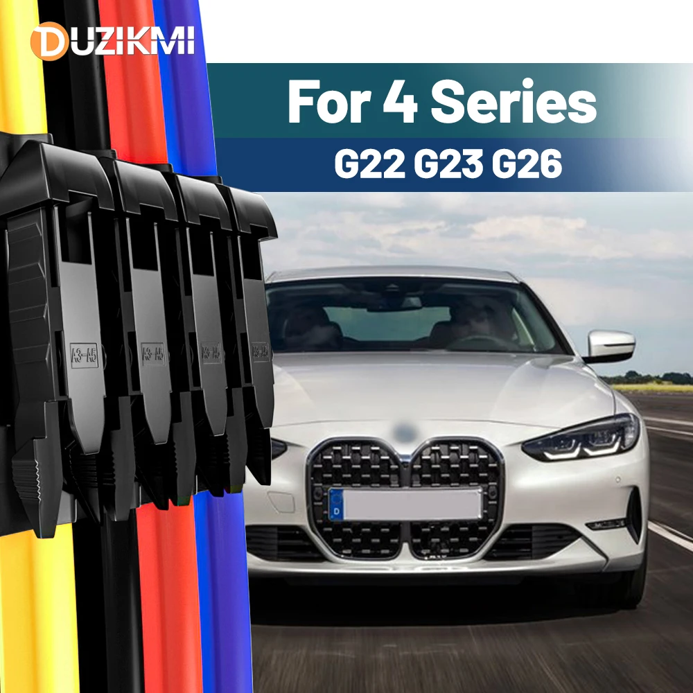 

For BMW 4 Series G22 G23 G26 2020-2023 2021 2022 2023 2024 2pcs Front Windshield Windscreen Wiper Blades Red Blue