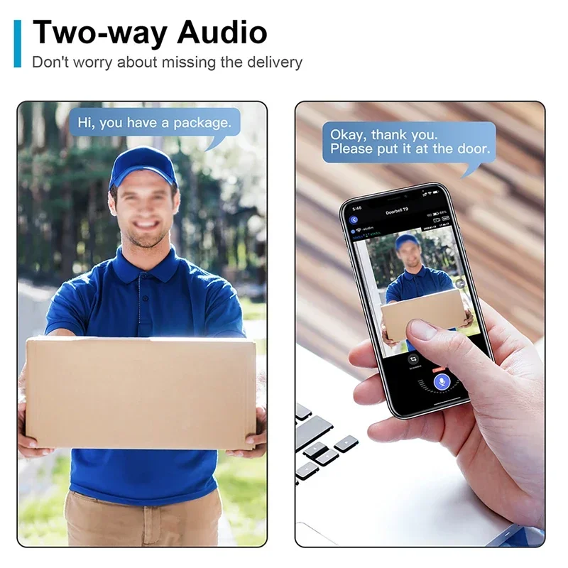 WiFi Wireless Visual Intercom Doorbell Tuya Remote Monitoring Smart Video Doorbell Front Door Camera Indoor Outdoor Surveillance view 4