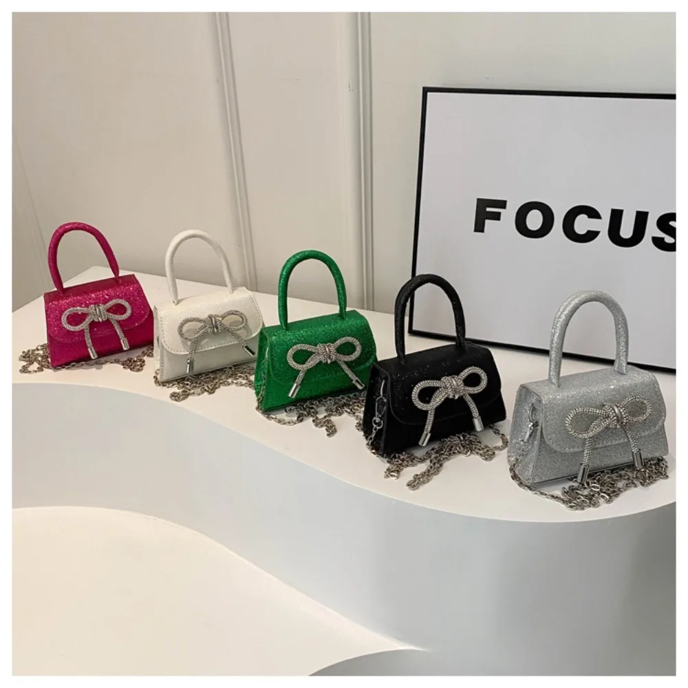 

Popular Bow Shoulder Bag Fashion High Capacity Solid Color Mini Handbag Trendy Women Commuting Bag PU Leather Messenger Bag