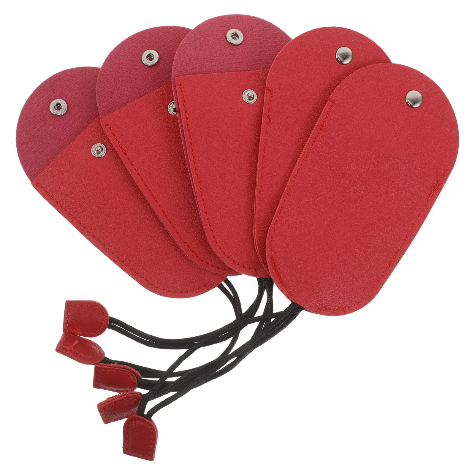 5Pcs Car Key Case Portable PU Snap Closure Universal Car Key Fob Cover Protective Keychain Bag Organizer for Travel Work