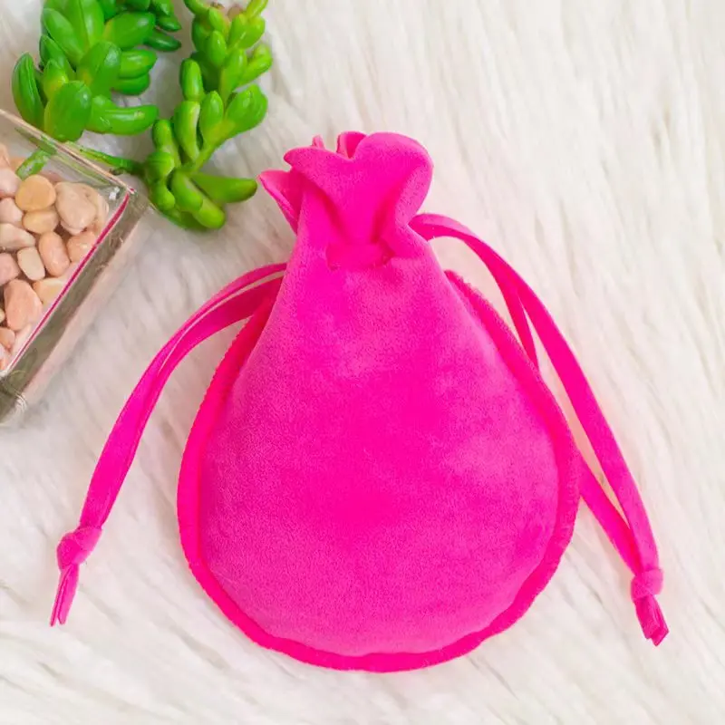 100pcs/lot 7*9 9*12cm Small Double Sided Gourd Shaped Velvet Bags Cosmetics Jewelry Boutique Packing Gift Bag Customise Logo