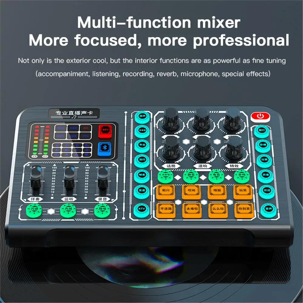 BB M6 Sound Card Studio Record Wireless Bluetooth-compatible External DJ Mixer Noise Reduction Electric Guitar Recording Mixer