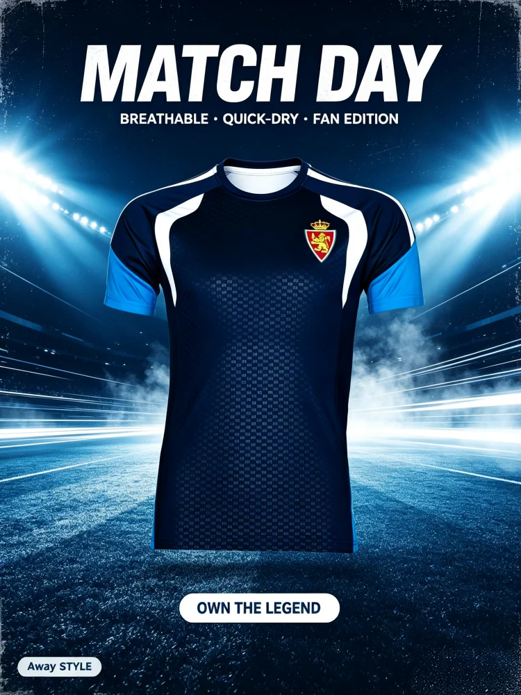 2026 Sommer Neues Zaragoza 3D-Druck Fußballtrikot für Männer und Frauen, Atmungsaktives Schnelltrocknendes Sport-T-Shirt, Streetwear für Familie und Kinder