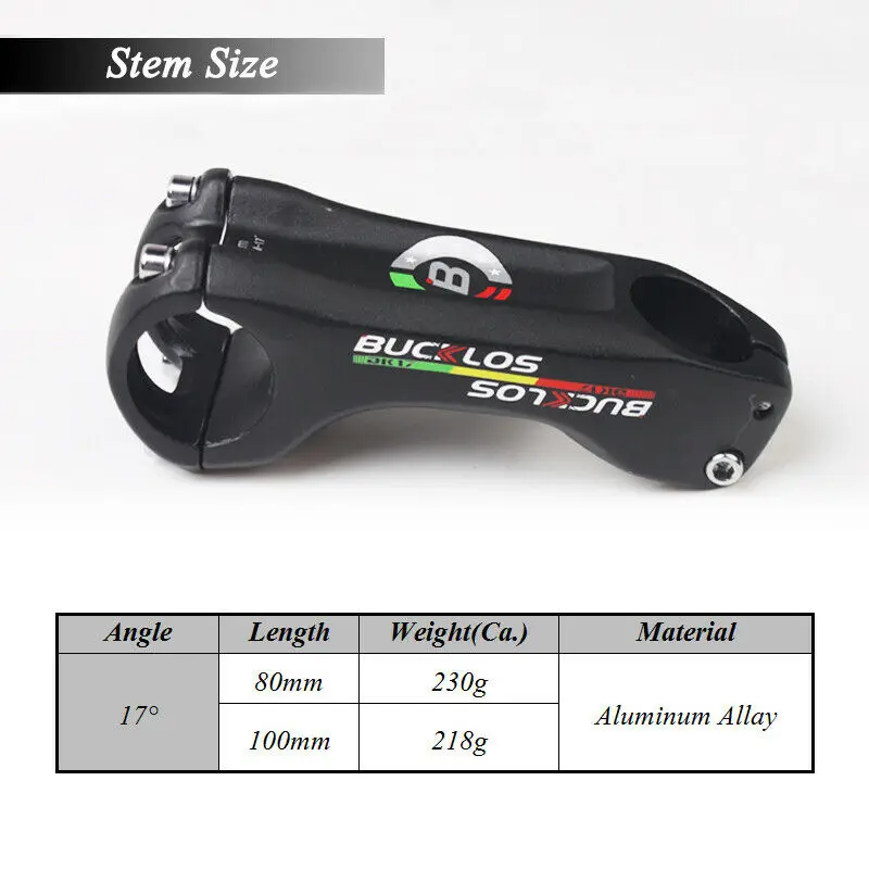 BUCKLOS Bicycle Stem 17 Degree Negative Bicycle Handlebar Table Stems Aluminum Alloy 80MM 100MM Handle Bar Power Bicycle Stem