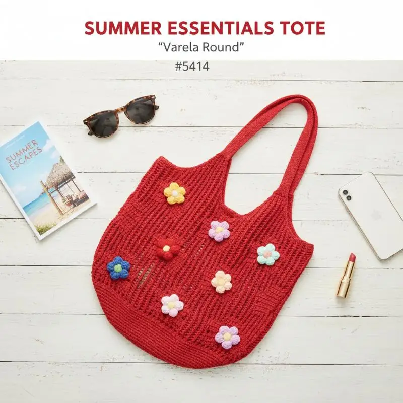 

Floral Woven Shoulder Bag Summer Casual Handbag Lightweight Portable Tote for Women Vacation Beach Accessory