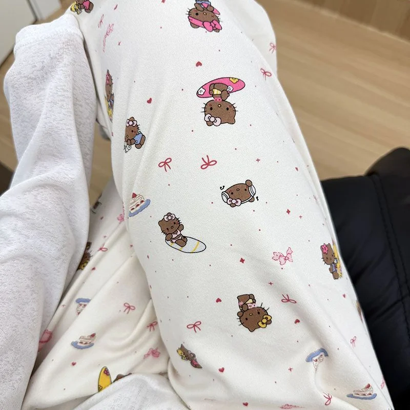 

Sanrio Hello Kitty женские пижамные штаны Kawaii мультфильм осень-зима спальные штаны повседневная теплая одежда для сна брюки домашняя одежда новинка