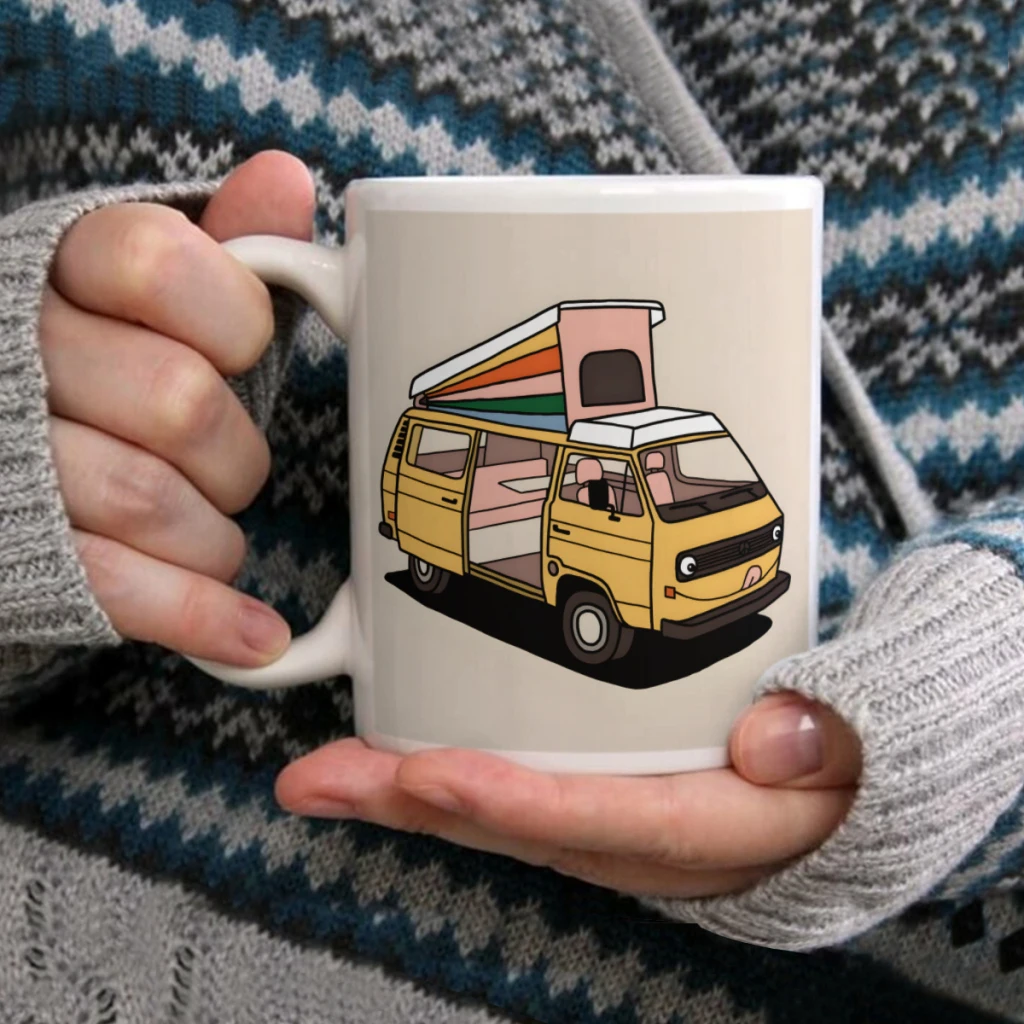 Smiley VW Westfalia Vanagon Ceramic Cup Coffee Oatmeal Breakfast Cup Creative Personality Mug