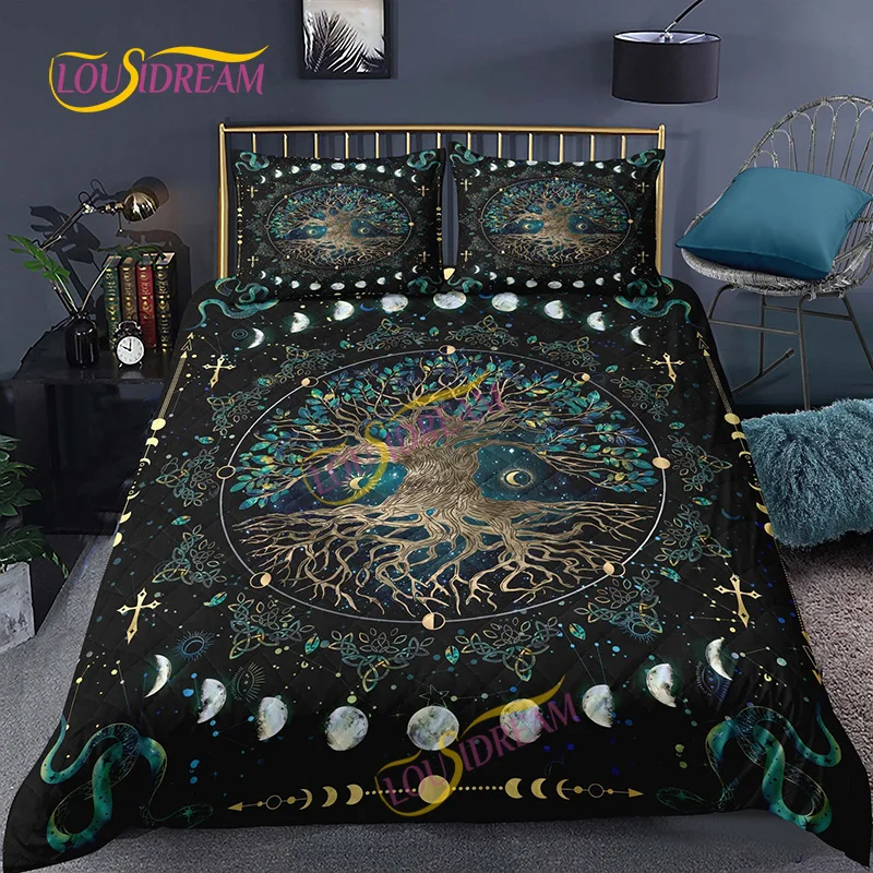

Fun Forest Print Animal, Plant Bedding 3 Piece Set duvet Cover Pillowcase Tree of Life Culture Decoration Soft King Size bed