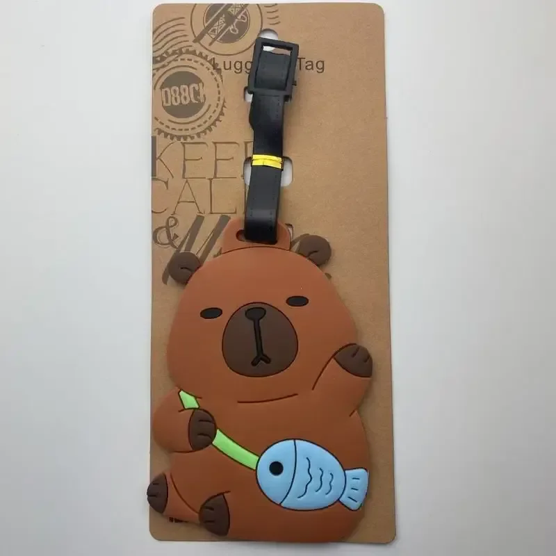 

New Capybara Luggage Tag New Anime Capibara Traveling Accessories Kids Travel Organizer Suitcase Boarding Pass Children Gifts