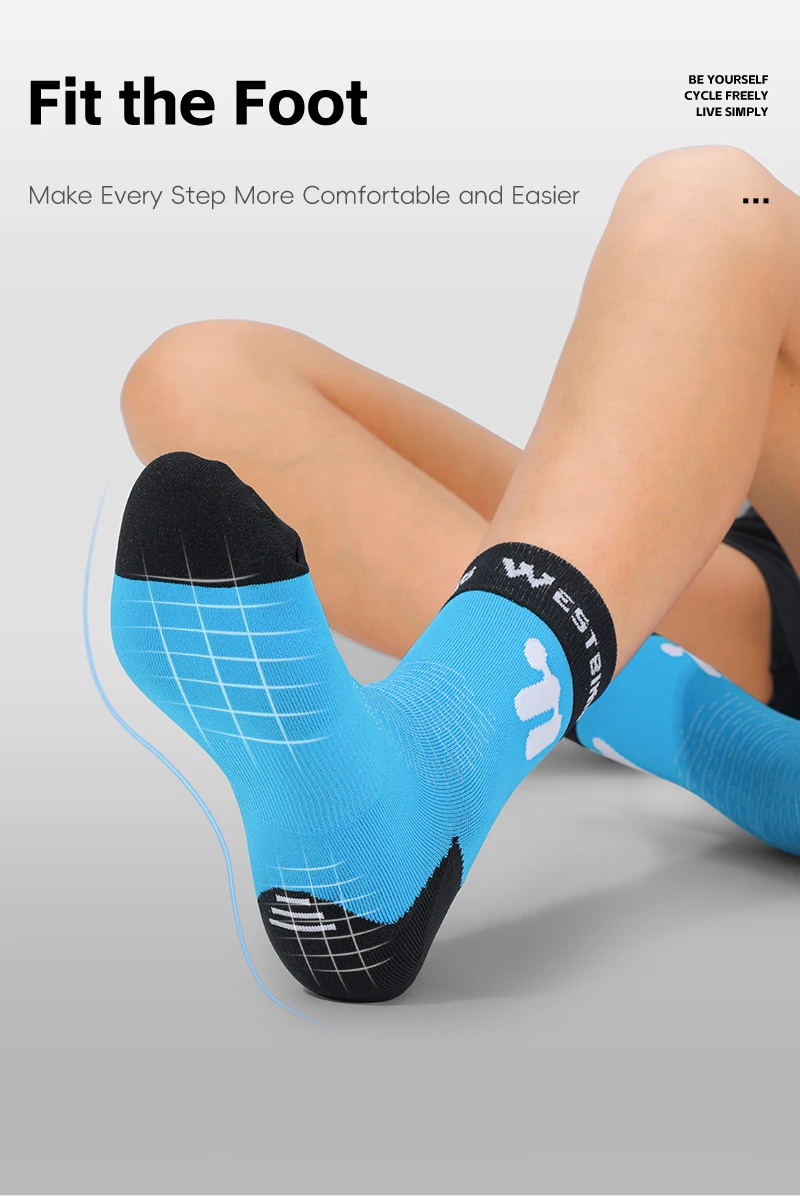 WEST BIKING Fahrradsocken für Männer und Frauen, Schnelltrocknende Sportsocken, 1/2/3 Paar, Atmungsaktive Lauf- und Fahrradausrüstung, EU-Größe 37-43 – Detail 9