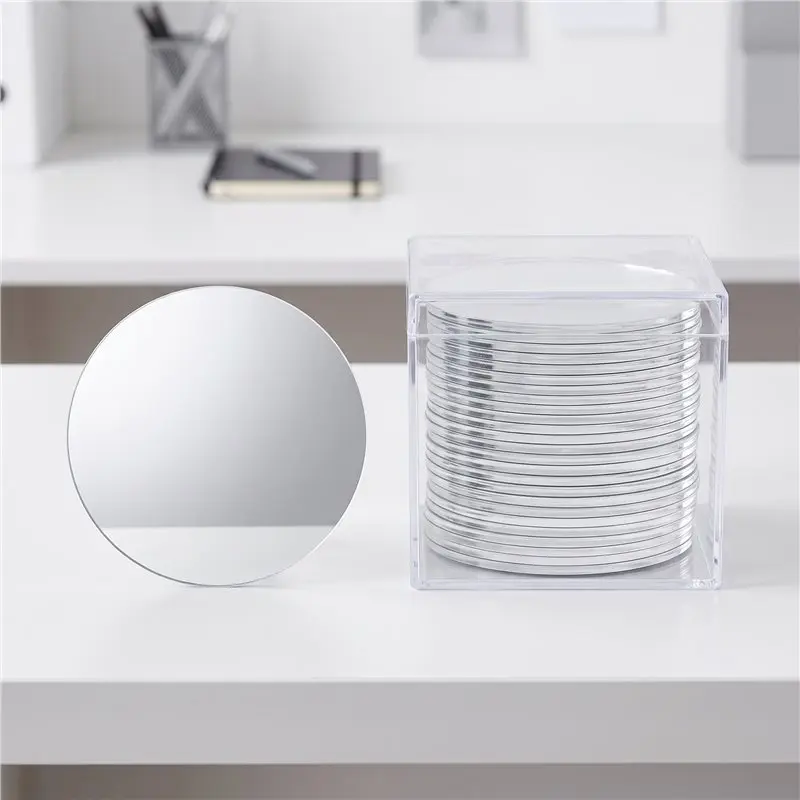 25 Pieces Acrylic Mini Size Round Mirror Adhesive Small Round Mirror Craft Mirror Tiles For Crafts (5 Inch In Diameter) Durable