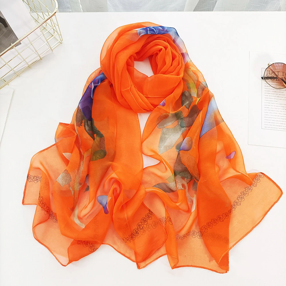 Mode Rose Blume Georgette Chiffon Schal Frauen drucken lange dünne weiche Wickels chal Schal Strand Kopftuch Schals weiblichen Foulard