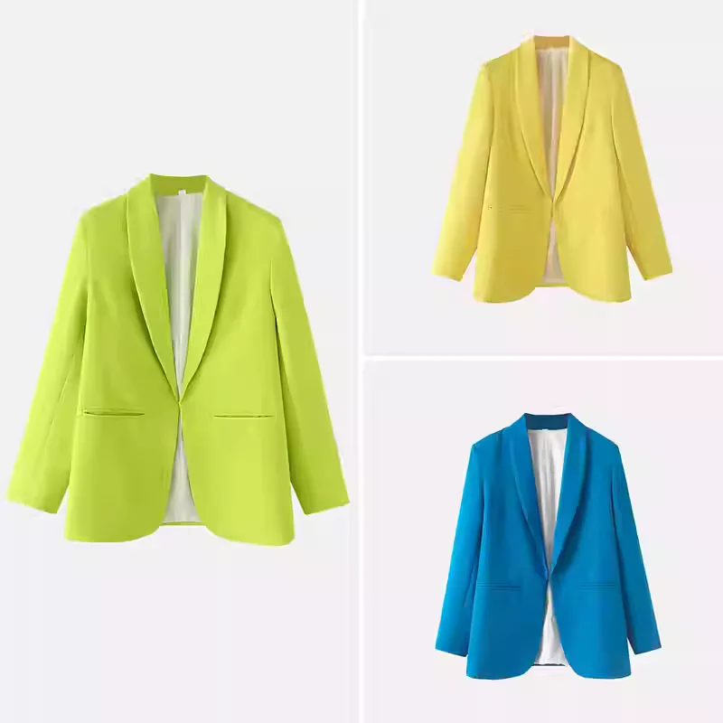 

Faionable Versatile Casual Sle Women's Suit Jaet 2025 Winter New Arrival een Collar All-Match Ele Outerwear