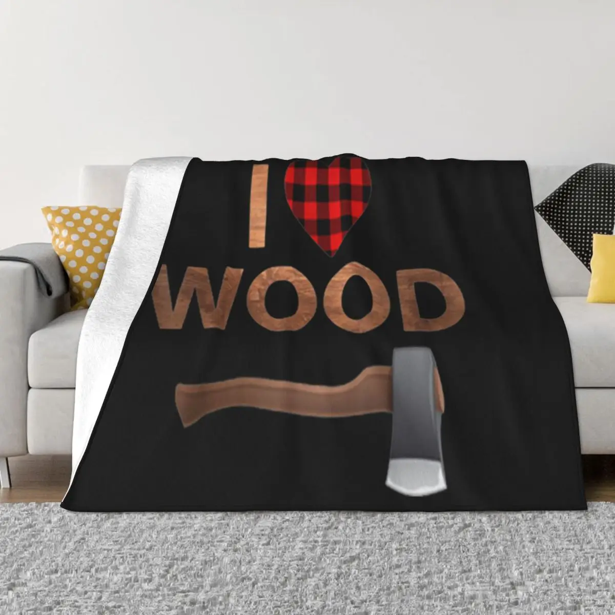 Original I Love Wood Lumberjack Heart Halloween Party Gift Trend Top Rap Vacation Anime Throw Blanket