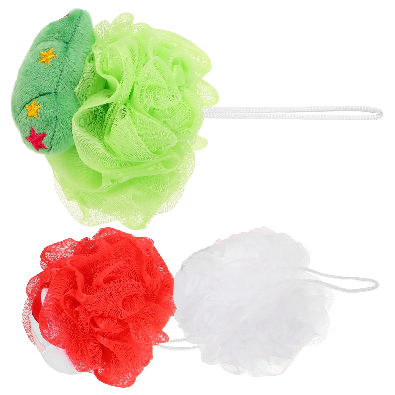 

3Pcs Holiday Shower Loofah Ball Sturdy Wire Mesh Bathing Scrubber High Lather Cleanser for Sensitive Skin Bathroom Accessory