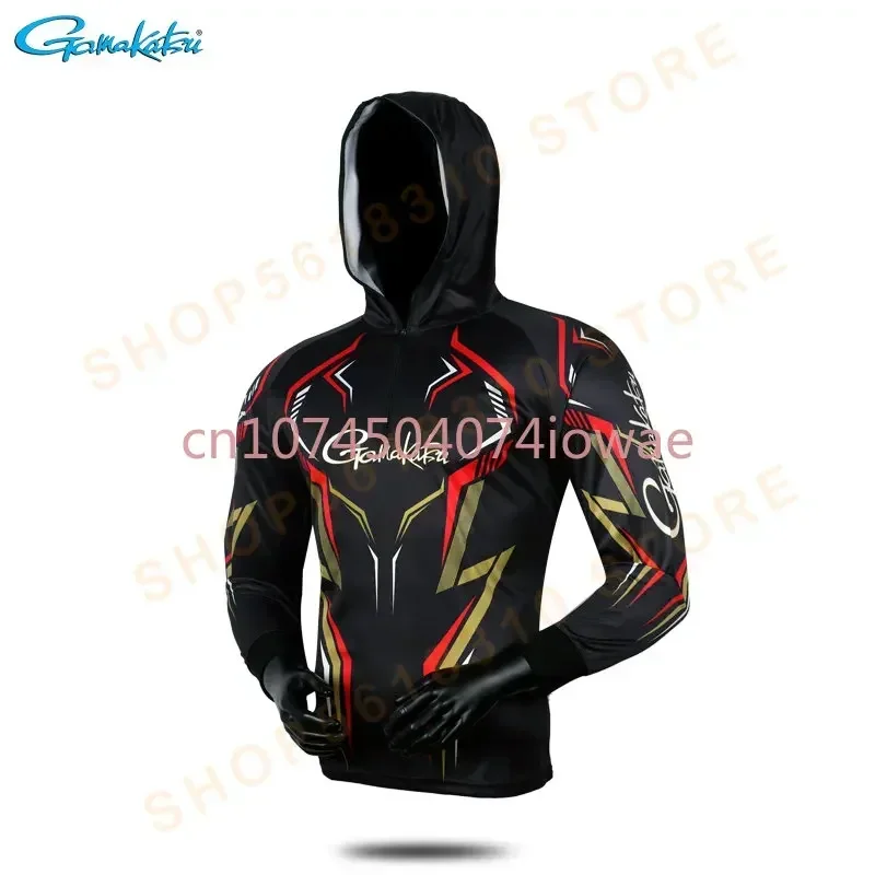 ملابس الصيد طويلة الأكمام الصيف التجفيف السريع الملابس تنفس المضادة للأشعة فوق البنفسجية حماية الشمس التي شيرت مقنعين قميص الصيد