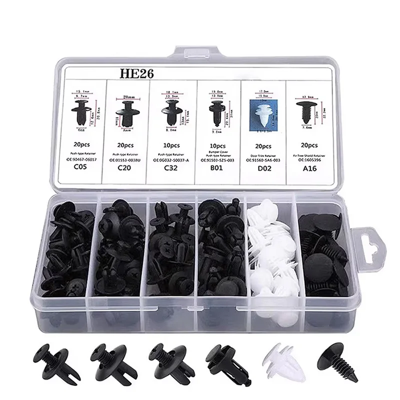 100PCS Plastic Car Body Trim Clips Universal Car Bumper Clips Rivets Fasteners Push Retainer Kit Auto Push Pin Rivets Set with
