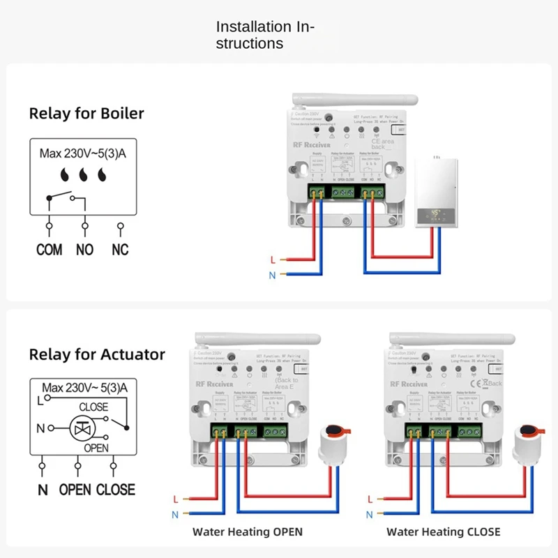 Termostato wireless ABGR-Wifi RF433 Termostato per caldaia a gas per riscaldamento dell'acqua con supporto per staffa Telecomando per telefono cellulare
