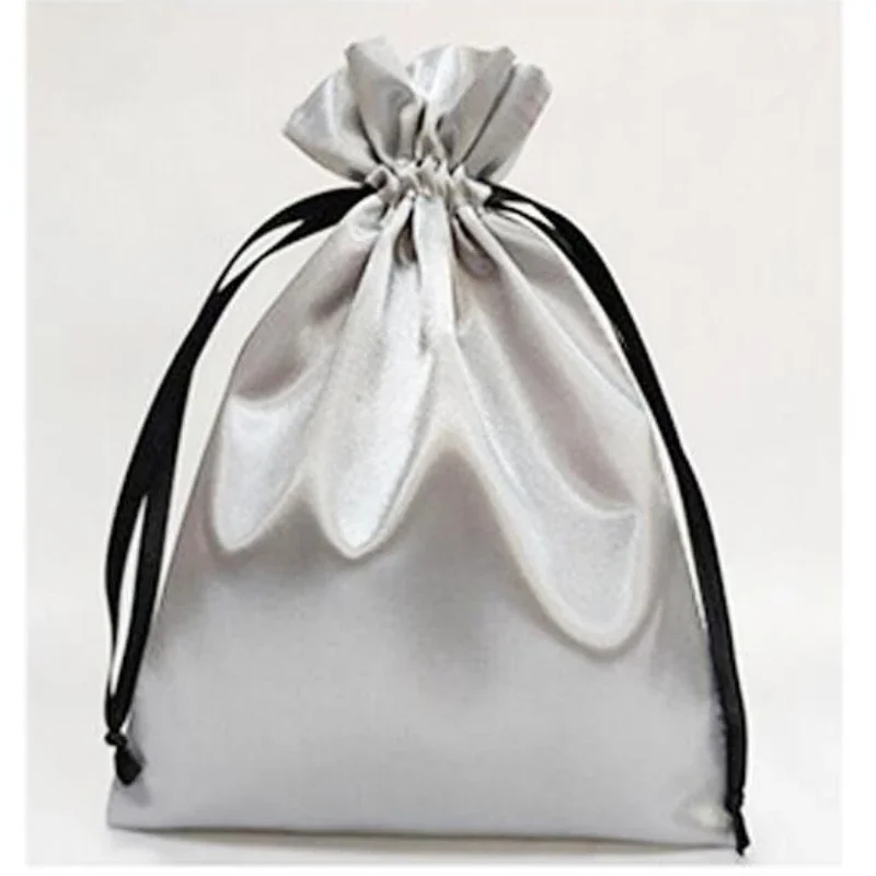 Satin Packaging Pouch Custom Print Logo Storage Drawstring Bags Underwear/Makeup/Wigs/Virgin Hair High Quality Silk Bag 50PCS