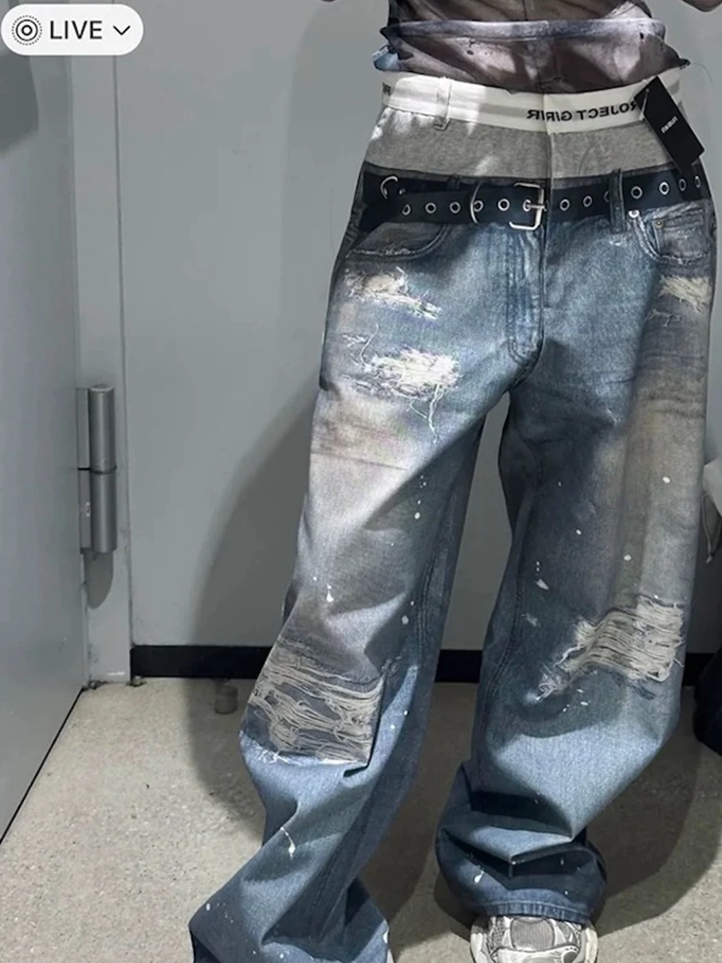 

American Street Style Prank Jeans 3D Printed Distressed Baggy Long Pants Men's Women's Casual Wear Comfortable Loose Fit Jeans