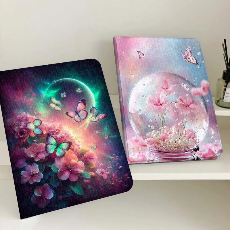 

Vibrant Butterfly Flower Glow Tablet Case For Samsung Tab Galaxy S6 S11 A A7 A8 A9 A11 10.1 10.4 10.5 Plus Lite Gift