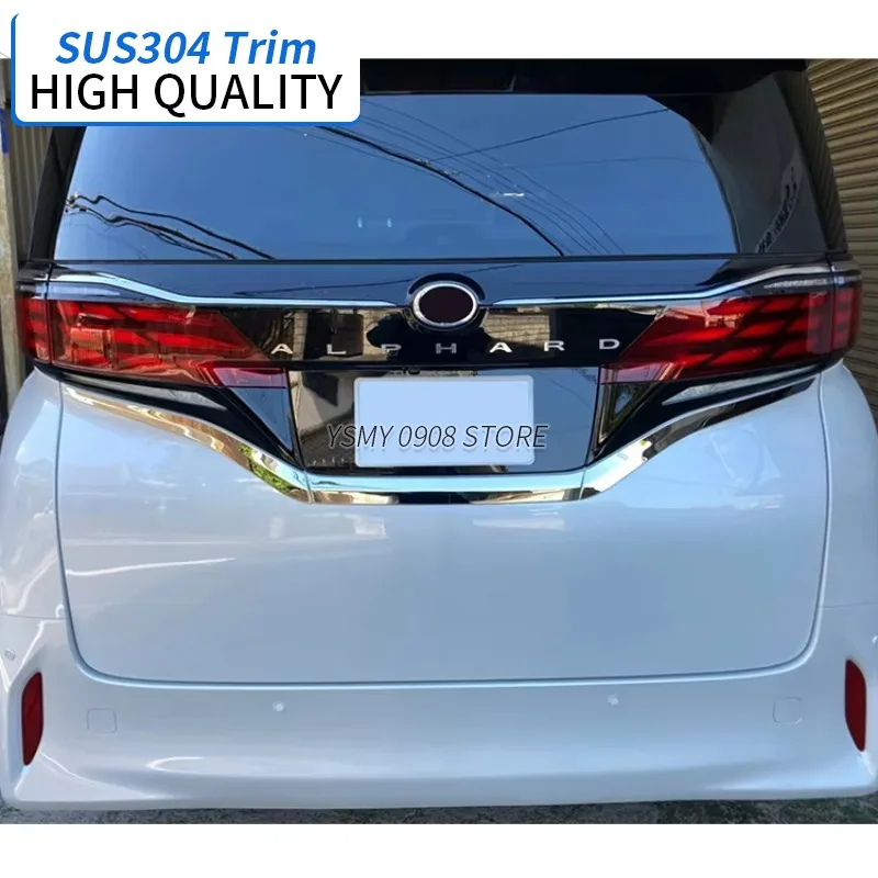 3 PCS High Quality Stainless Steel Car Exterior Accessories Rear Plate Number Chrome Trim for Toyota Alphard Vellfire 40 2023