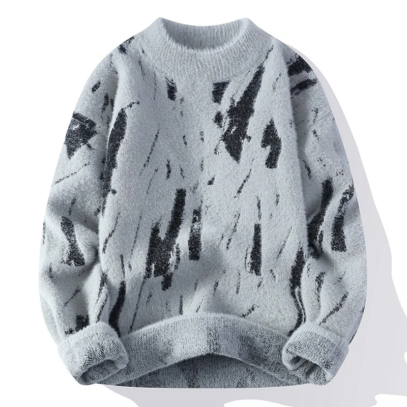 

Winter Mink Cashmere Sweater Men Half Turtleneck Hip Hop Sweaters Top Quality Pull Homme Thick Warm Mens Pullovers