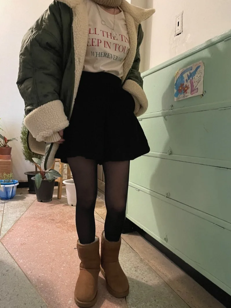 Korean Sle Small Size Corduroy f Skirt Women's 2025 Autumn Model High Waist Slim A-Line ort Skirt Pants