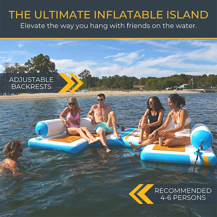 High Quality Inflatable Yacht Dock Water Floating Platform Drop Stitch PVC Teak Foam Inflatable Swim Platform Floating