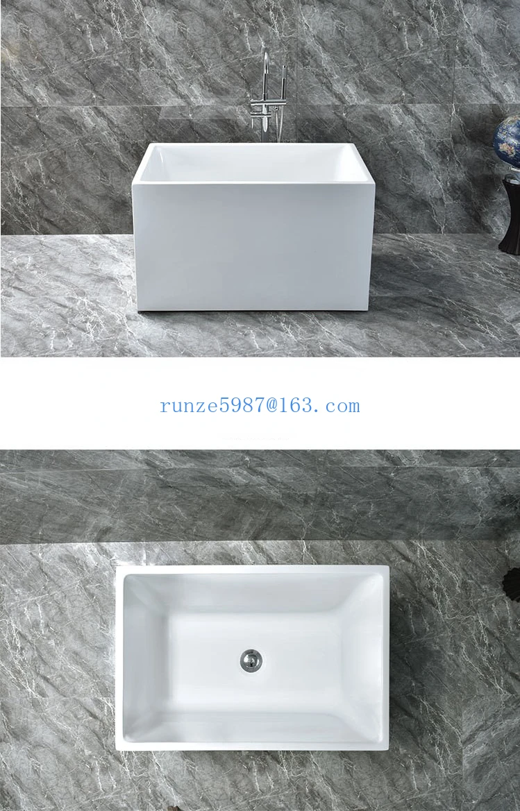 Small Apartment Bathtub Square Independent Household Adult Acrylic Deep Bubble Sitting Bath Tub Japanese Style