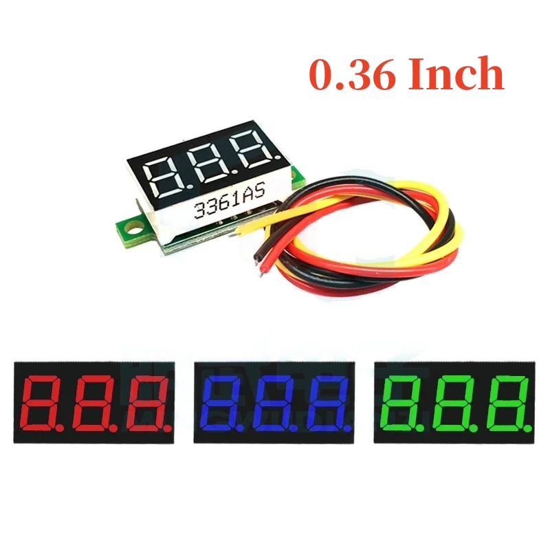 2~200Pcs 3-wire DC Digital Display Voltmeter 0.36 Inch LED Digital Voltmeter DC0V-32V Reverse Connection Protection