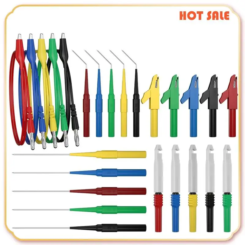 

Digital Multimeter Test Lead Kit Alligator Clip To 4MM Banana Plug With Test Probe Back Probes Kit