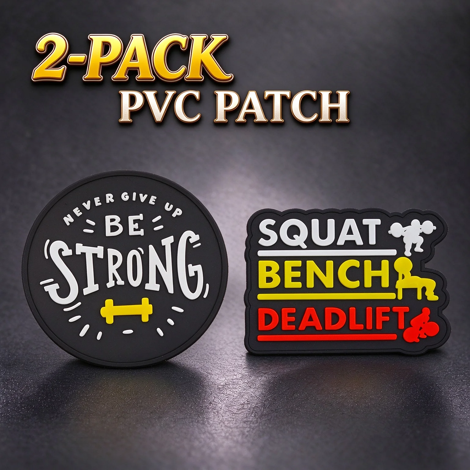 2 Pack Gamer Gym Embroidered Patch Level Up Never Give Up Funny Motivational Sew On or Hook and Loop Badge for Hat Gym Bag