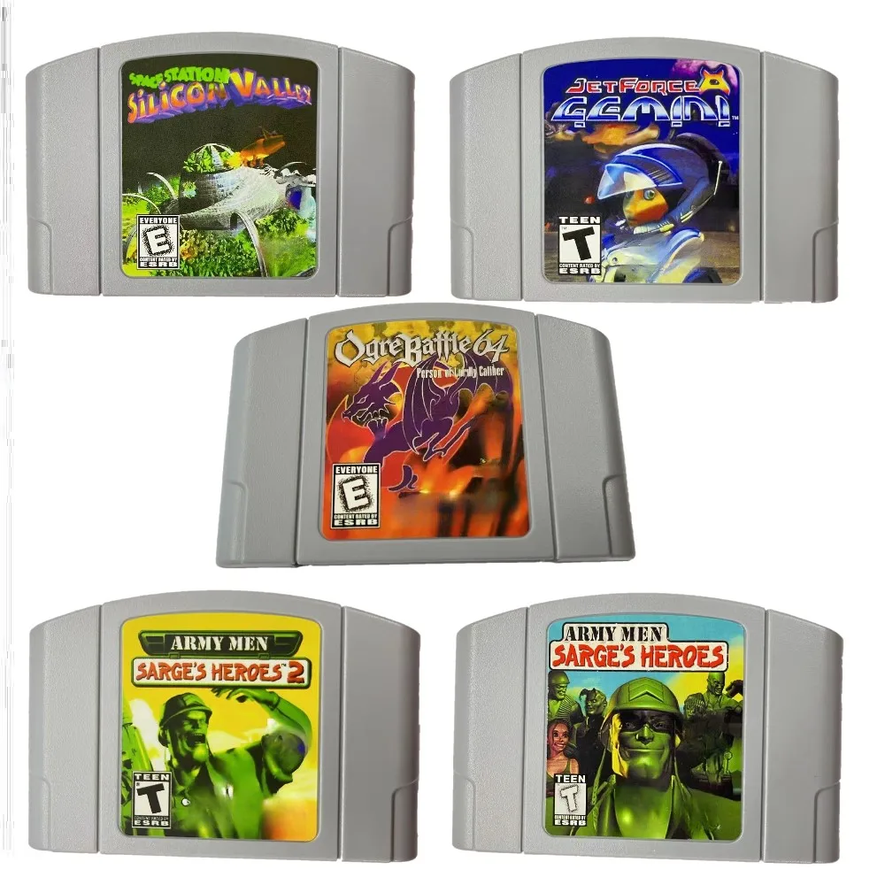 

N64 Game Cassette, US Version,Jet Force Gemini ，ogre Battle,Army Men, 64-bit English Game Cassette, Collection Hobbies