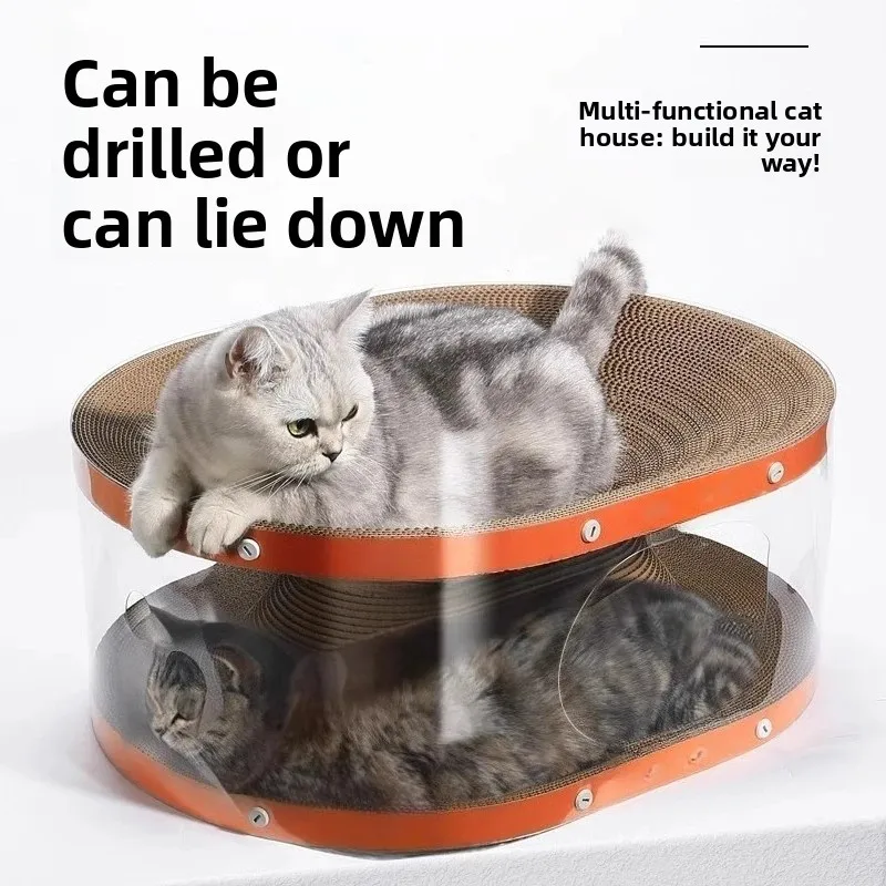 ZHAYA   Cat scratching board, multi-functional drilling artifact, integrated channel and nest