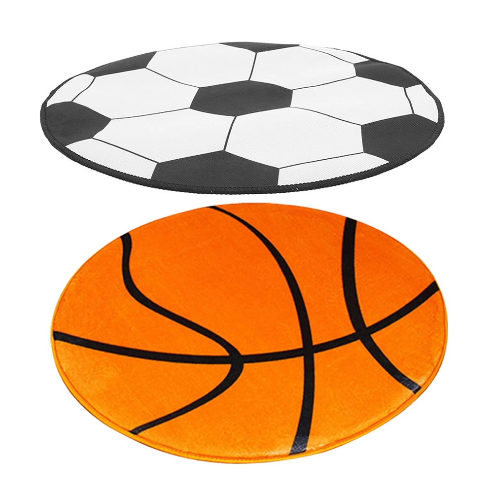 

2 Pcs Computer Chair Cushion Round Soccer Basketball Carpet Mat Office Floor Mats Decorative Gaming Polyester Hardwood Child