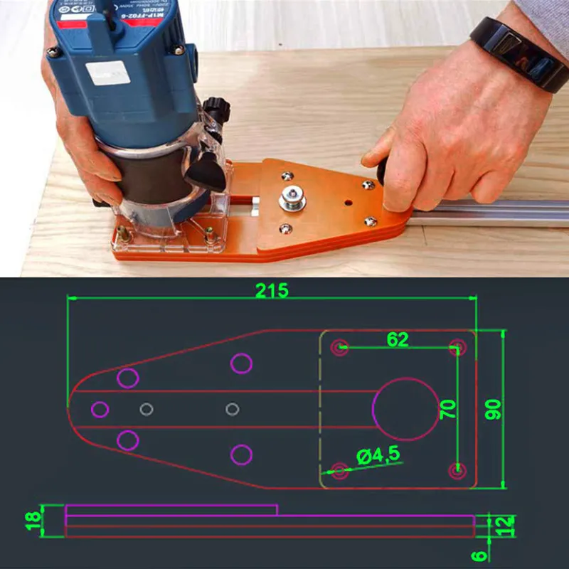 Router Base, Electric Hand Trimmer Replacement Base, Woodworking Edge Cutter Milling Machine Base, Power Tool Accessory - view 6