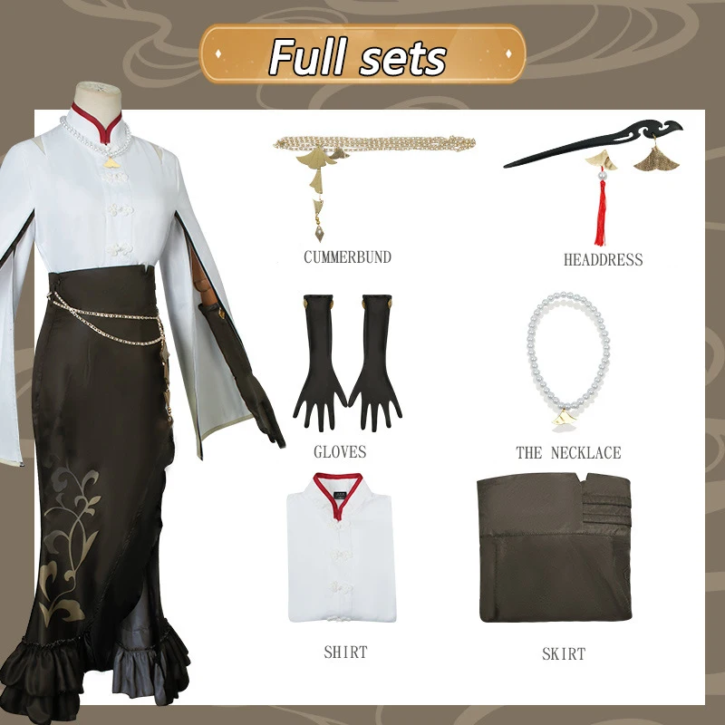 Gioco Genshin Impact Ningguang Costume Cosplay camicia gonna parrucca Ning Guang Cosplay vestiti donna uniforme costumi di Halloween