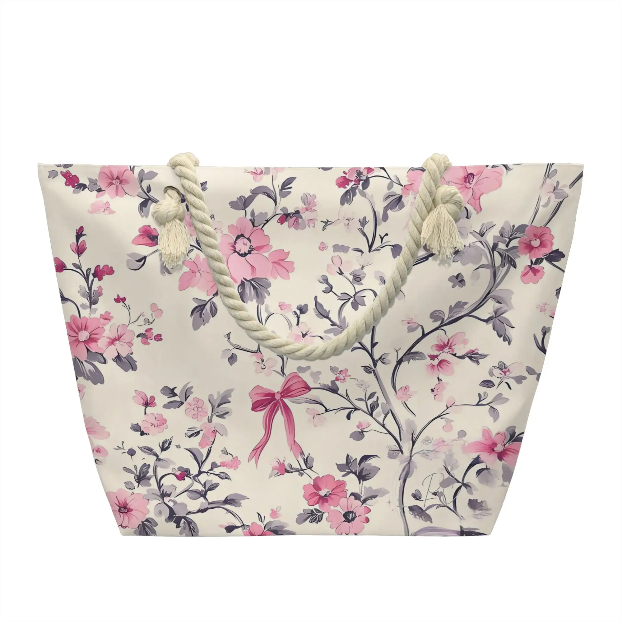 Kawaii Printed Floral Print Wallpaper Shopping Tote Bag Durable Canvas Shopper Shoulder  Handbag