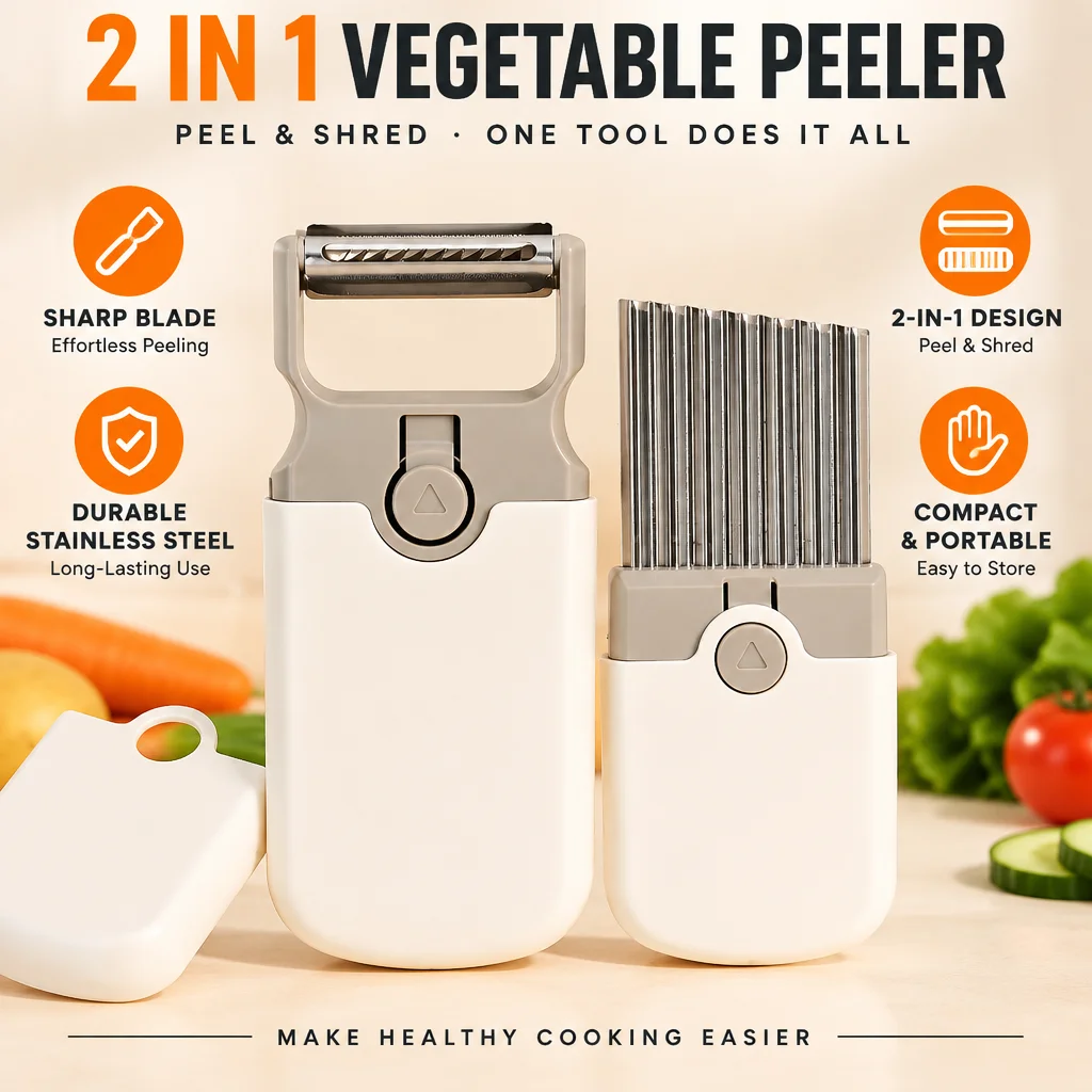 3-in-1 Multi-Functional Vegetable and Fruit Peeler, Julienne Peeling, Wavy Crinkle Slicing Slicer Knife with Labor-Saving Sharpn