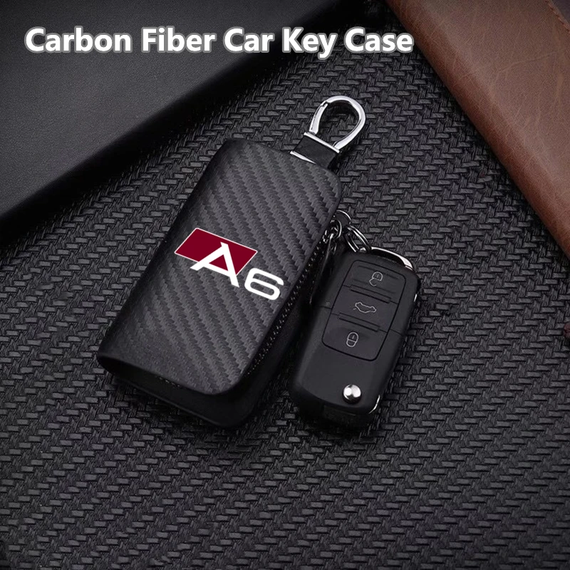 Leather Car Key Protection Shell Bag Carbon Filber Car Key Case for audi sport RS A1 A3 A4 B7 B8 A5 A6 A7 A8 Q3 Q5 Q7 Q8 TT