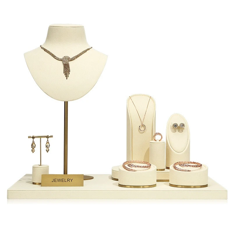 Реквизит для демонстрации ювелирных изделий, набор бежевых металлических оконных стенд, ожерелье, серьги, стеллаж для демонстрации ювелирных изделий с кольцами Реквизит для демонстрации ювелирных изделий, набор бежевых металлических оконных стенд, ожерелье, серьги, стеллаж для демонстрации ювелирных изделий с кольцами