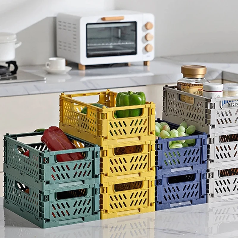 Creative Collapsible Storage Box Home Storage Supplies Utility Cosmetic Container Desktop Organizer Box Plastic Folding Basket