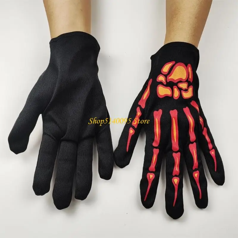 DXAE Gothic Skeleton Print Gloves Lightweight Polyester Perfect For Cosplay Festivities