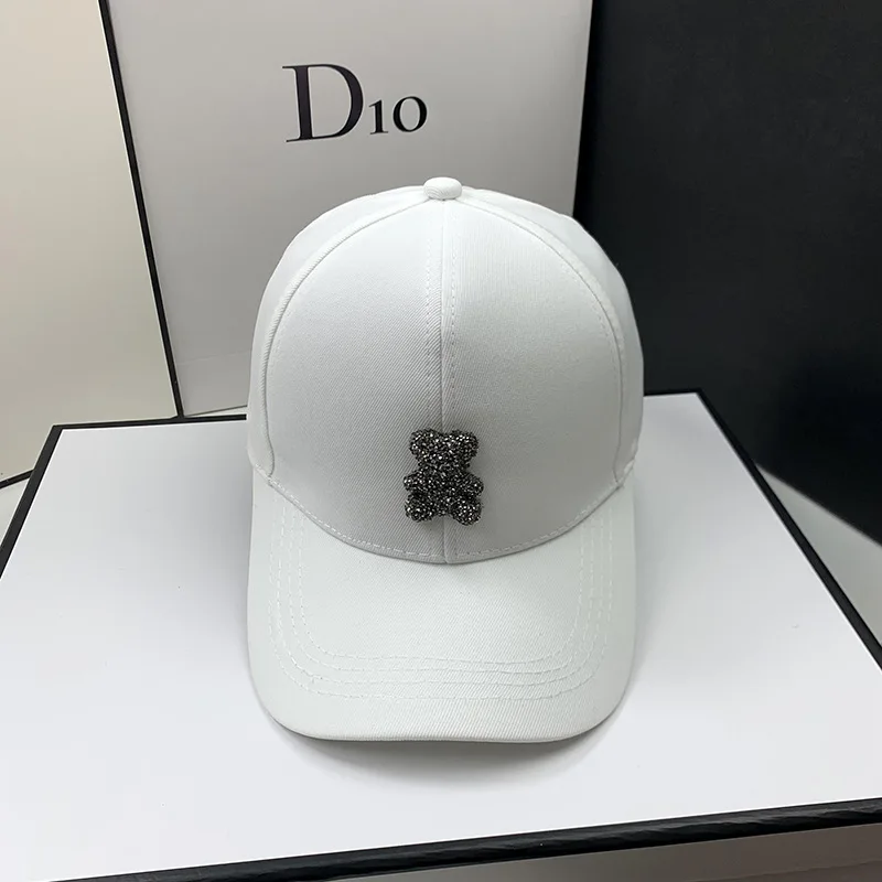 Fashion designer Summer Baseball Cap for Women Korean Wild Bear Rhinestone Caps SunHats Street Kpop Outdoor Visors Hip hop Hat