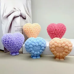 3D Rose Heart Shaped Candle Silicone Mold DIY Nordic Love Valentine's Day Decor Craft Scented Candle Plaster Mould Wedding Gifts
